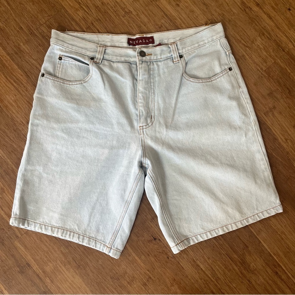 Vintage 90s Nevada Light Blue Denim Dad Shorts Jorts, Sz 36